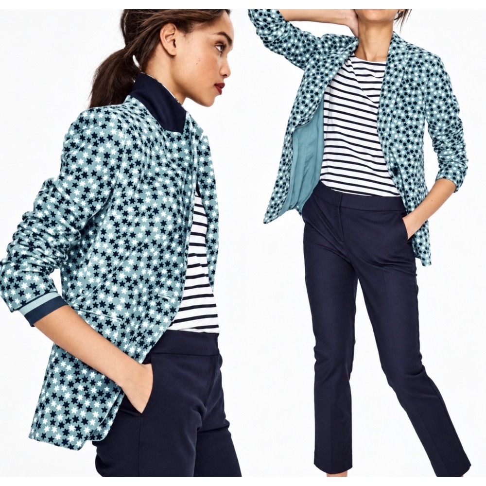 Boden Womens Star Print Corduroy Blazer Teal Blue T0178 Size US 6R